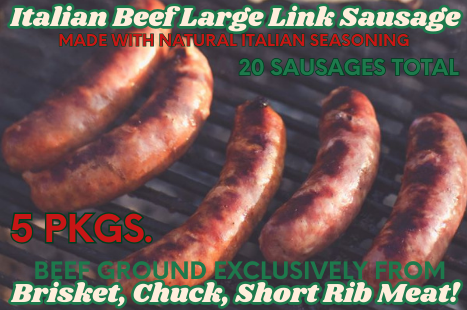 Italian Beef Large Link Sausages (5 pkgs) - 100% Grassfed Beef
